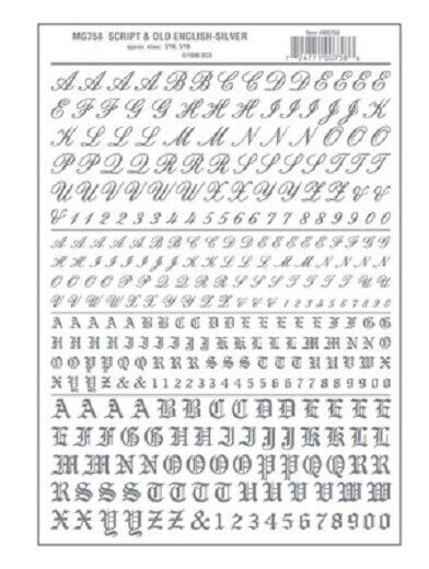 Woodland Scenics # 758 Dry Transfer Alphabet & Nos - Script/Old English A MIB